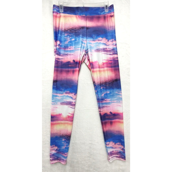 Pink Victoria's Secret Leggings Women's Size‎ M Ocean/Sky All Over Print - Picture 2 of 7